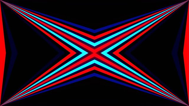 Red and Blue Neon Rays Kaleidoscope Background VJ Loop in 4K