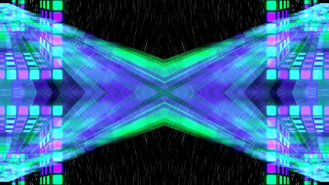 Purple and Turquoise Sci-Fi Space Bridge Kaleidoscope Background VJ Loop in 4K