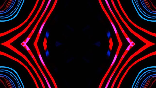 Red and Blue Ribbon Waves Kaleidoscope Background VJ Loop in 4K
