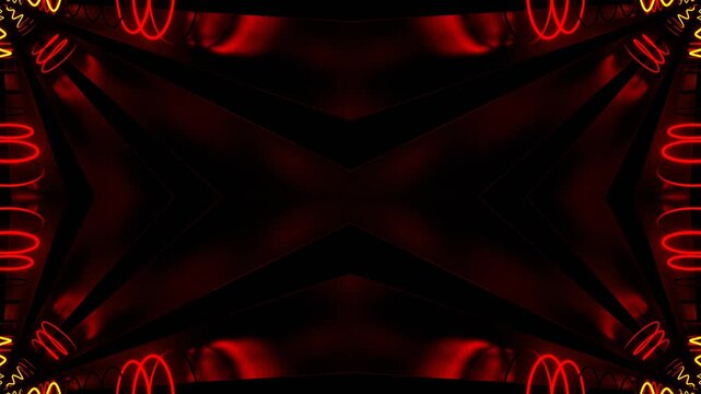 Red and Orange Neon Spirals Kaleidoscope Background VJ Loop in 4K
