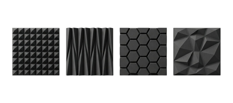 Different textures of black soundproof acoustic foam