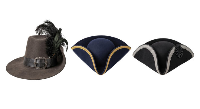 Vintage pirate and historical gentleman hats set