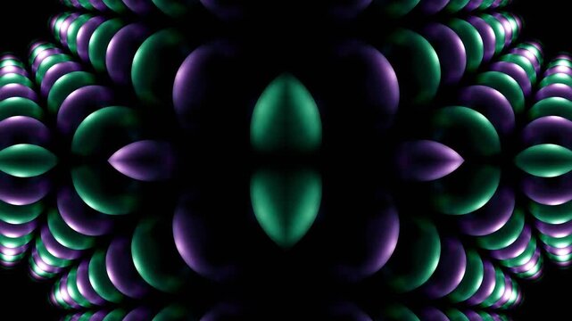 Turquoise and Purple Reverse Rotate Glossy Balls Kaleidoscope Background VJ Loop in 4K