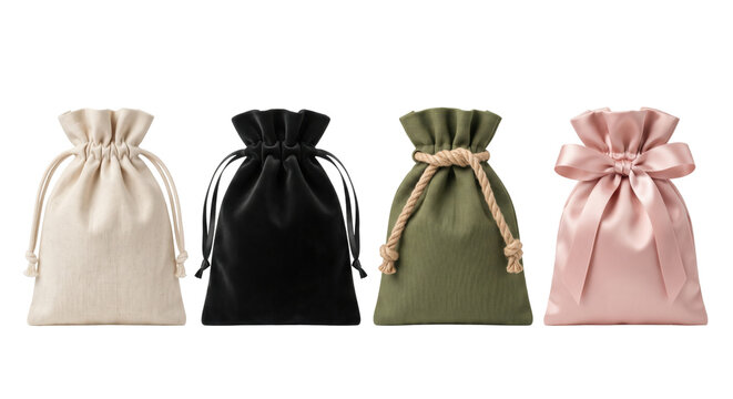 Small fabric gift pouches and drawstring bags set