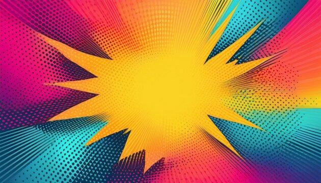 abstract halftone comics background modern design shapes in pop colors banner generative ai