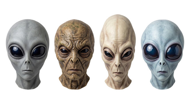 Creepy alien and sci fi character heads