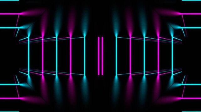 Pink and Cyan Lines Move in Different Directions Kaleidoscope Background VJ Loop in 4K