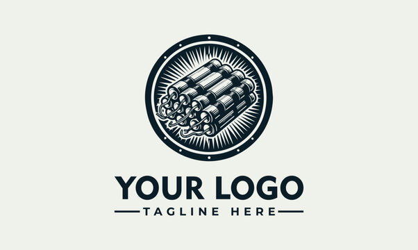 Vintage Style Dynamite Explosives Badge Emblem Logo Design Template