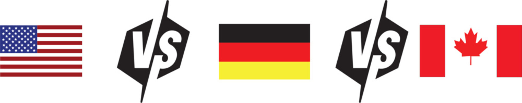 Usa versus germany versus canada flags in competitive design