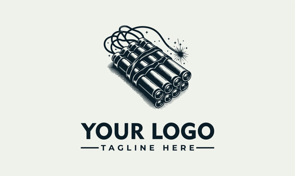 Vintage Style Dynamite Stick Explosive Device Logo Vector Illustration for Security and Demolition Industry