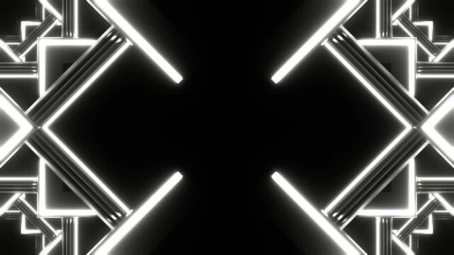 White Neon Light Abstract Shape Kaleidoscope Background VJ Loop in 4K