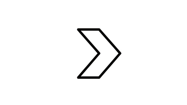 A single black chevron shape pointing right on a white background