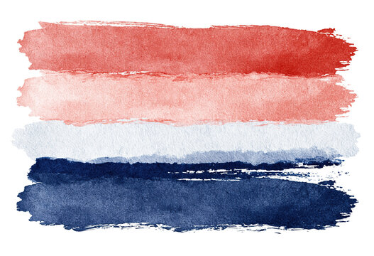 Watercolor brush stroke stripes set in red and blue on transparent