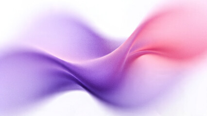 Abstract grainy background with blurred aura gradient floating fluid waves in vibrant purple lavender and soft pink over minimal bright white backdrop. © freesho
