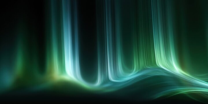 Abstract green light trails background with motion blur waves