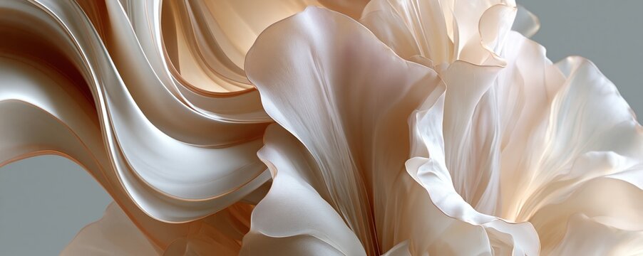 Abstract 3D wave background in soft white and beige tones