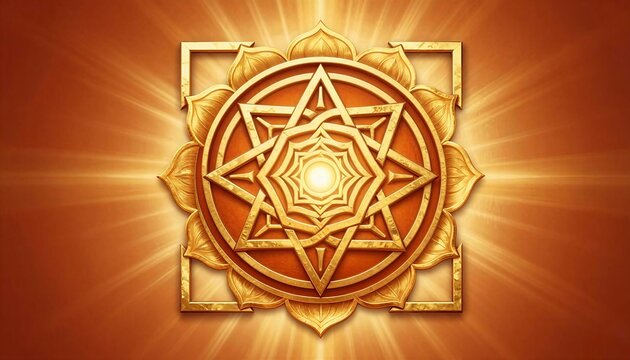 Golden Sri Yantra symbol. Sacred geometric pattern