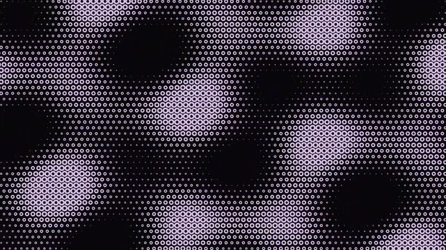 Black and white halftone pattern background.