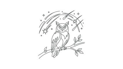 Obraz premium Owl Sitting on a Branch.