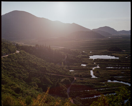 Agriculture fields with irrigation canals in Croatia 