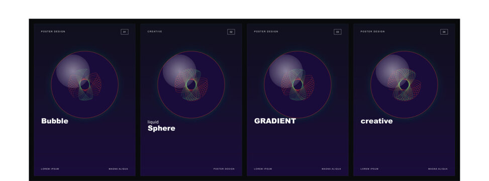 Abstract geometric design featuring spherical shapes and intricate wireframe patterns on dark background