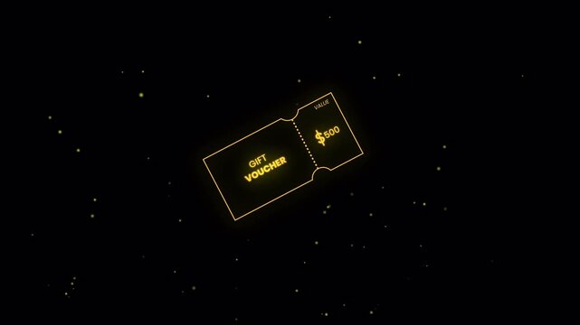 Glowing five hundred dollar gift vouchers floating in dark space