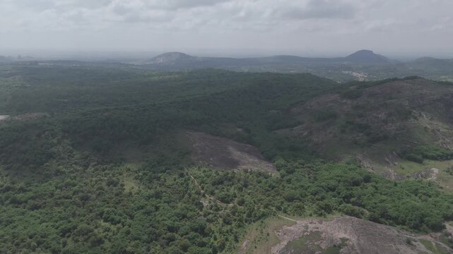 Aerial Drone Footage of Handi Gundi Trail, Ramanagara, Karnataka, India