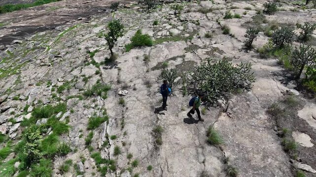 Aerial Drone Footage of Handi Gundi Trail, Ramanagara, Karnataka, India