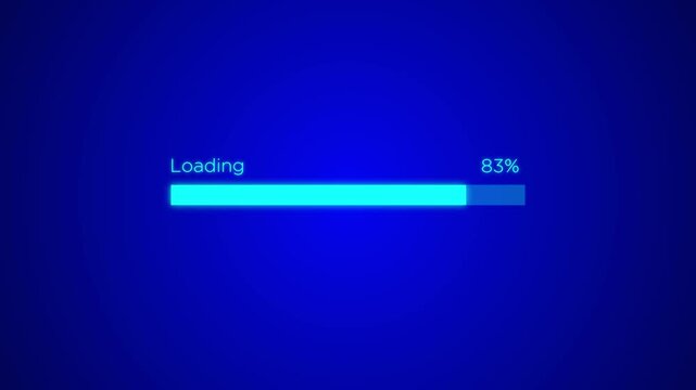 Blue progress bar showing forty nine percent loading status on a solid deep blue background