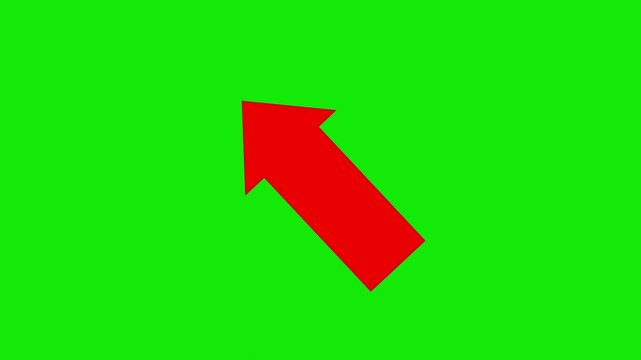 Red Arrow Pointing Up Left on Transparent Background, Seamless Loop Direction Pointer Animation for Navigation and Motion Graphics in 4K