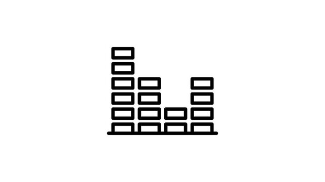 Equalizer animated icon for audio soundwave, digital music signal frequency, waves electronic. 4K video with alpha channel
