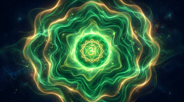 Heart chakra emerald green aura healing energy