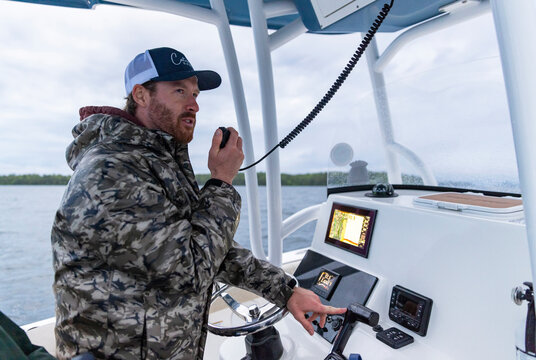  Boat Fisherman talk walkie talkie