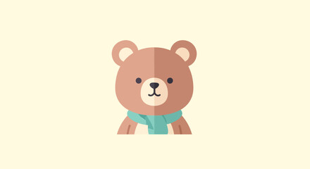 Stylized teddy bear with blue scarf vector art cute and charming animal illustration. © Lx