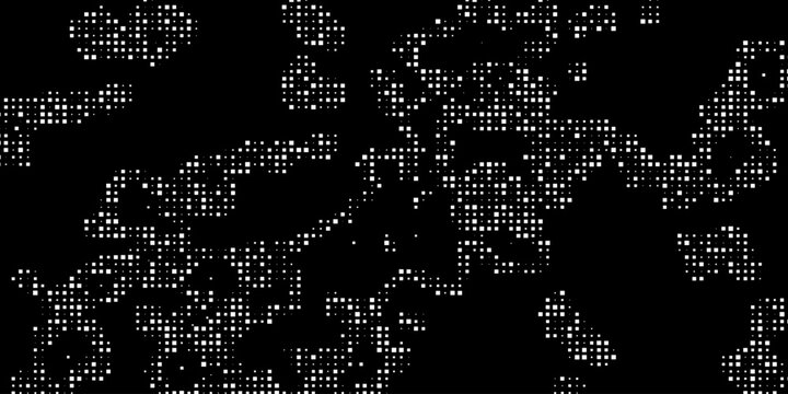 Pixelated halftone gradient noise. black and white fading pixel texture. Dissolving wallpaper. Vector background