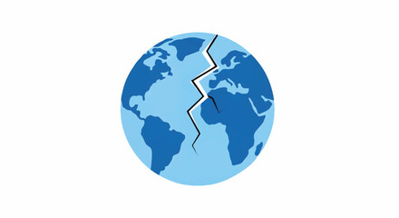 Fototapeta premium Broken Earth Globe Illustration with Large Crack Representing Global Crisis
