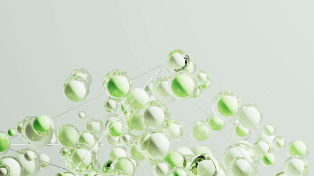 Abstract green bubble technology background in biotechnology display