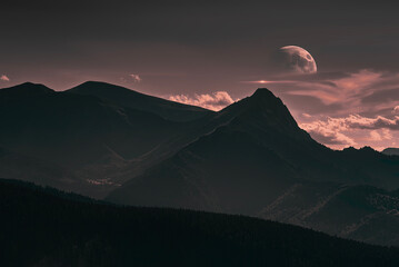 moon in moutains