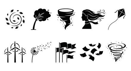 Black and white weather and nature icons set © Limon