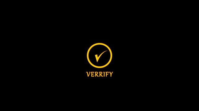 Abstract tick mark icon animation with verify text. Check mark symbol. verify tick mark icon,