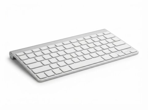Minimalist Slim Aluminum Keyboard on White Background