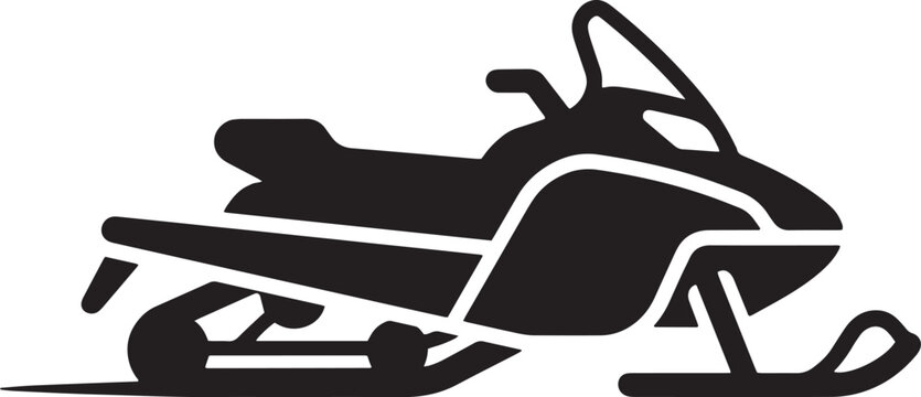 Snowmobile, Ski, Winter Sports, Vehicle, Black Icon isolated on Transparent Background