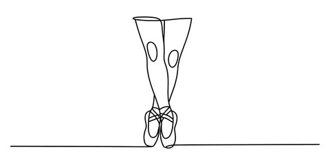 Ballerina legs in pointe shoes drawing in continuous line style art © JCS Graphic Design 