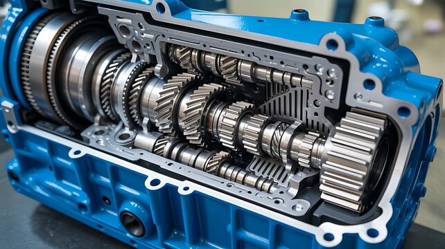 Detailed industrial transmission gearbox cross section engineering mechanism