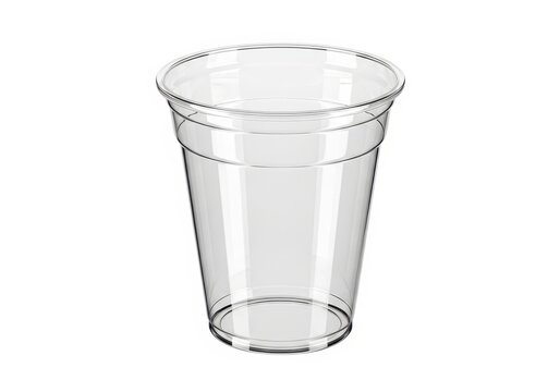 Empty Clear Plastic Disposable Cup Isolated on White Background for Beverage Mockup and Product Presentation