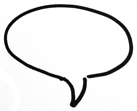 Hand drawn speech bubble doodle isolated on transparent background. Simple sketch dialog balloon for comments, conversations, messages, comic strips, social media, and communication concepts.