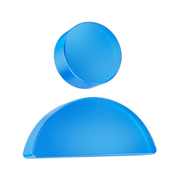 3D Render of Glossy Blue User Avatar Profile Icon Isolated on Transparent Background.