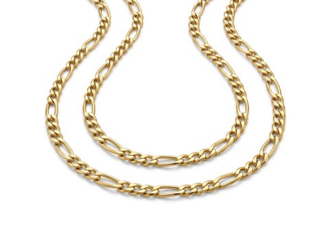 Elegant Figaro Chain Necklace in Polished Yellow Gold