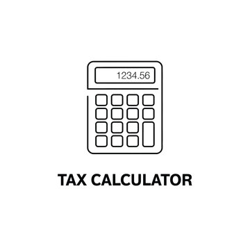 Line art calculator icon with a digital display featuring a rectangular shape and numeric keypad calculators calculation computing finance
