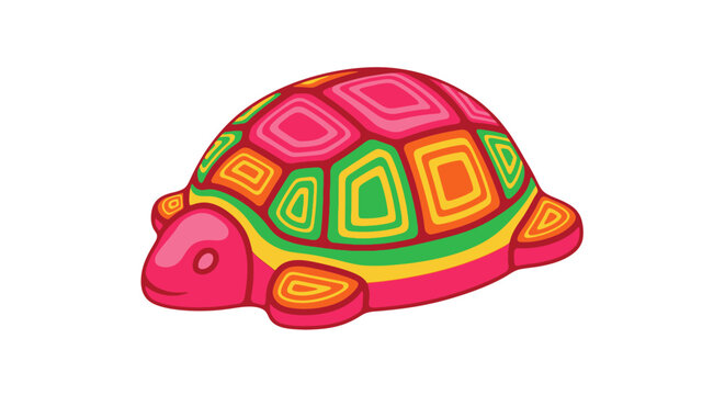 Colorful toy turtle figurine closeup side.